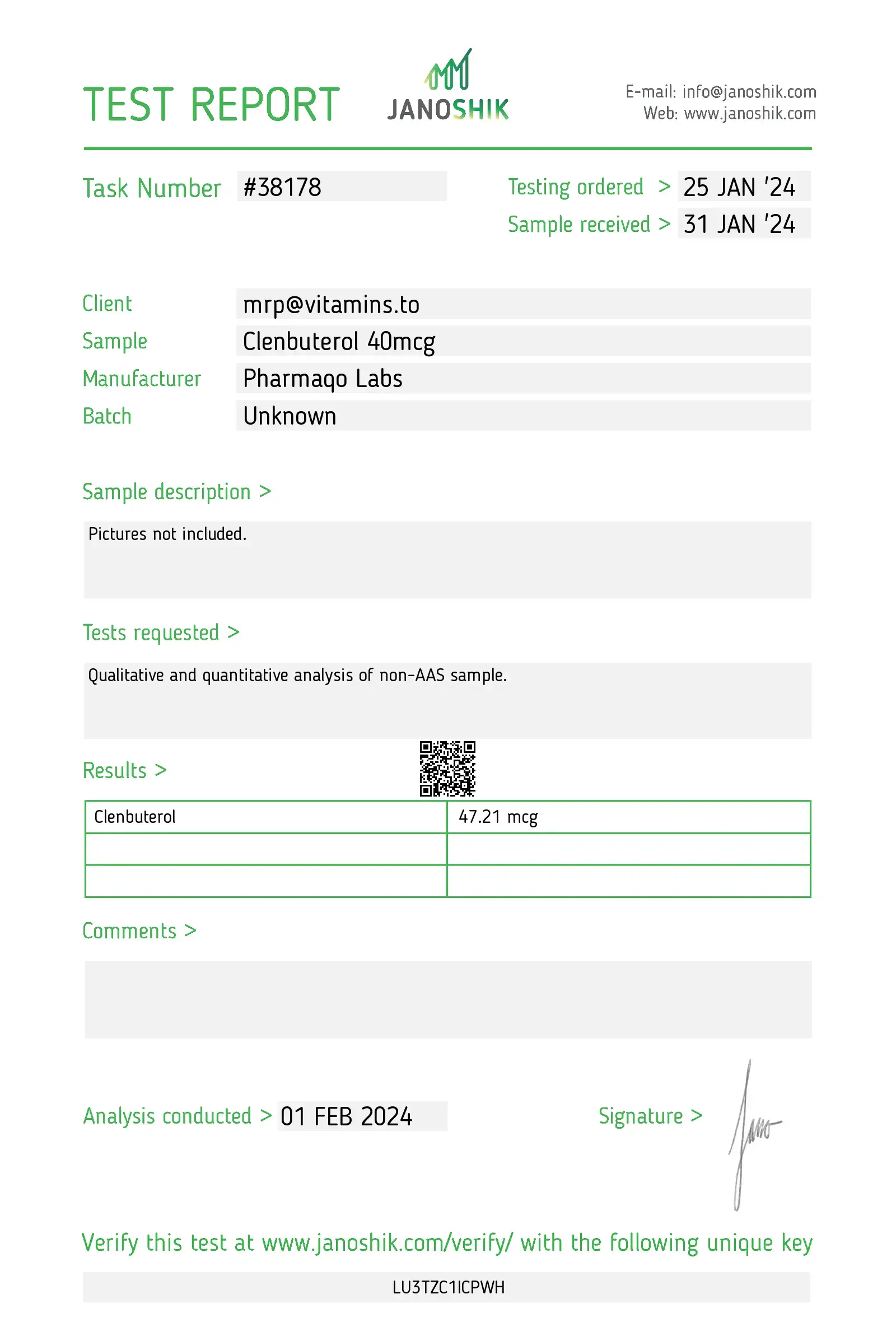 Clenbuterol - Pharmaqo Labs [100Tabs/40mcg] image 3